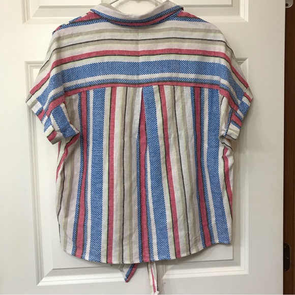 Caffe Marrakesh Linen Blend Loose Fit Striped Shirt Medium - Picture 2 of 8